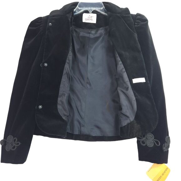 Vintage C'est Simone Blazer Jacket Womens 6 Black Velvet Holiday Party Goth NEW - Picture 4 of 13